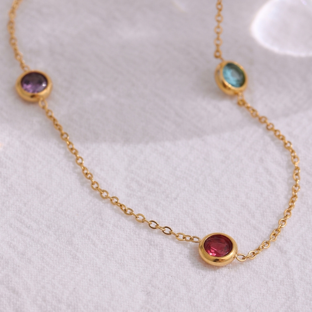 Delicate Colorful Diamonds Necklace - Picture 3 of 6